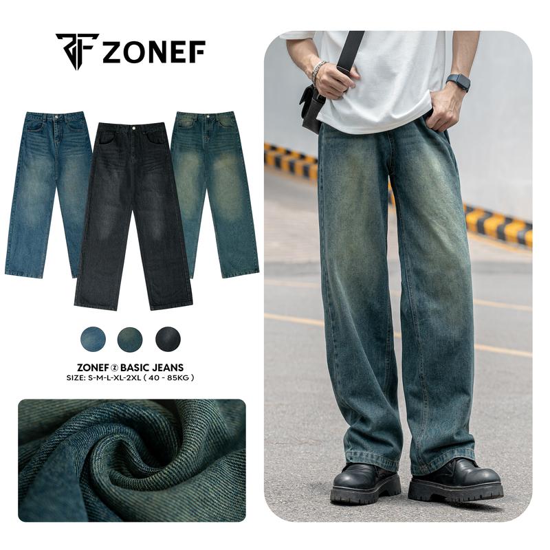 Quần Jean Wash Màu Retro Vintage Prime By Zonef, Quần Bò Nam Nữ Form Rộng Dáng Suông Phong Cách Streetwear