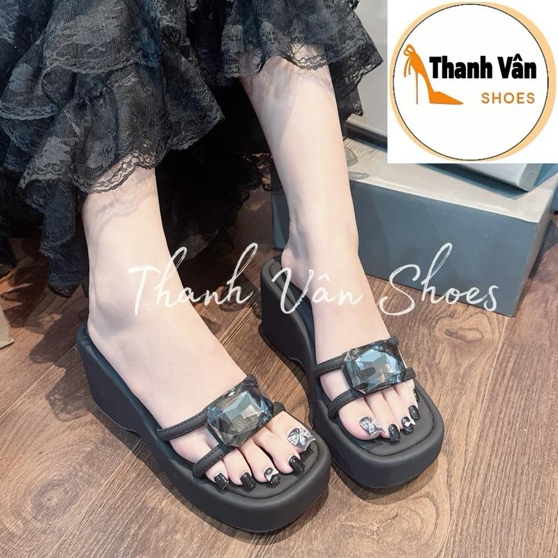Dép xuồng nữ hạt đá cao 7 phân D0334