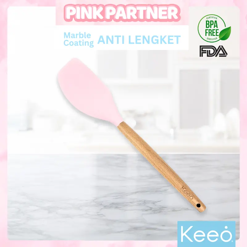 Keeo Aneka Spatula Sutil Silikon Tahan Panas Food Grade Pink Kitchenware 8