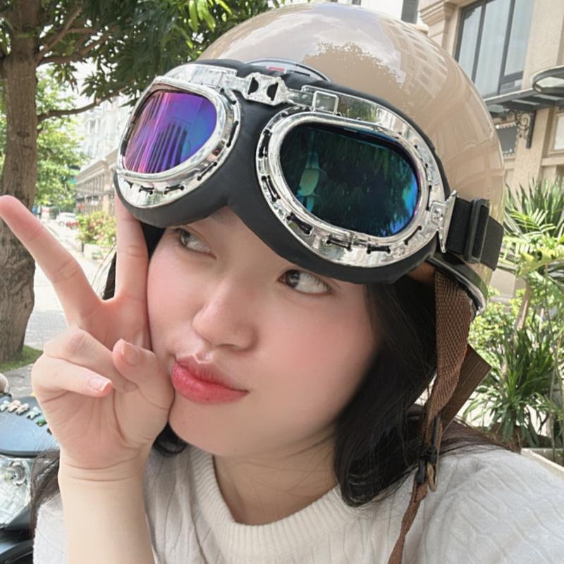Mũ Bảo Hiểm 1/2 M.A PUB Nhiều Màu Có Ốp Tai Kèm Kính Phi Công Retro Vintage Helmet helmet ryusoulger nón phi công.