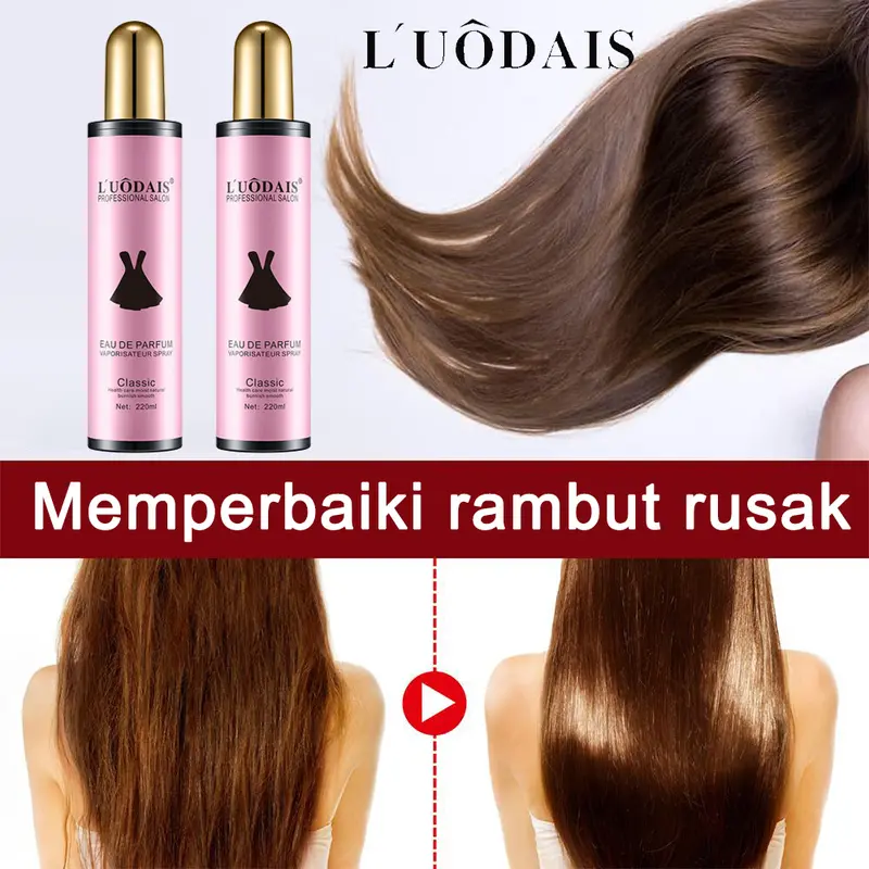 LUODAIS Hair spray Treatment 220ML Hair Care Perfume Spray Hair Salon Perfect First Essential Tonic Pelembab Rambut Indah Bersinar Berkilau Sehat Kuat Anti Kering Kusam Bercabang Perawatan Rambut Kulit Kepala Aman Hair Treatment Care Beauty Product 5