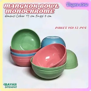 PAKET ISI 12 PCS MANGKOK BOWL MONOCHROME,FOOD GRADE,MANGKUK SUP,MANGKUK BAKSO KITCHENWARE