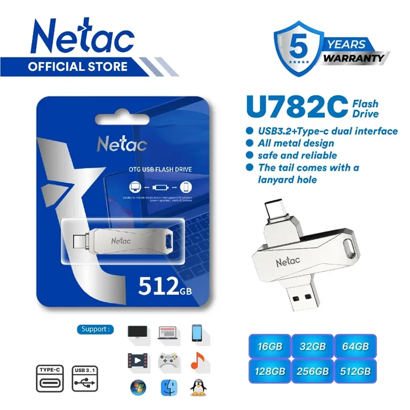 Netac OTG Flashdisk U782C /U785C USB Type-C Flash Drive 16GB