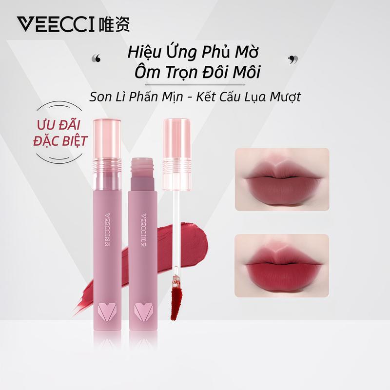 Bùn Môi Nhung VEECCI Son Kem Lì Mượt Mà Nhẹ Thương Hiệu Độc Đáo Lâu Trôi Hiệu Ứng Làm Sáng