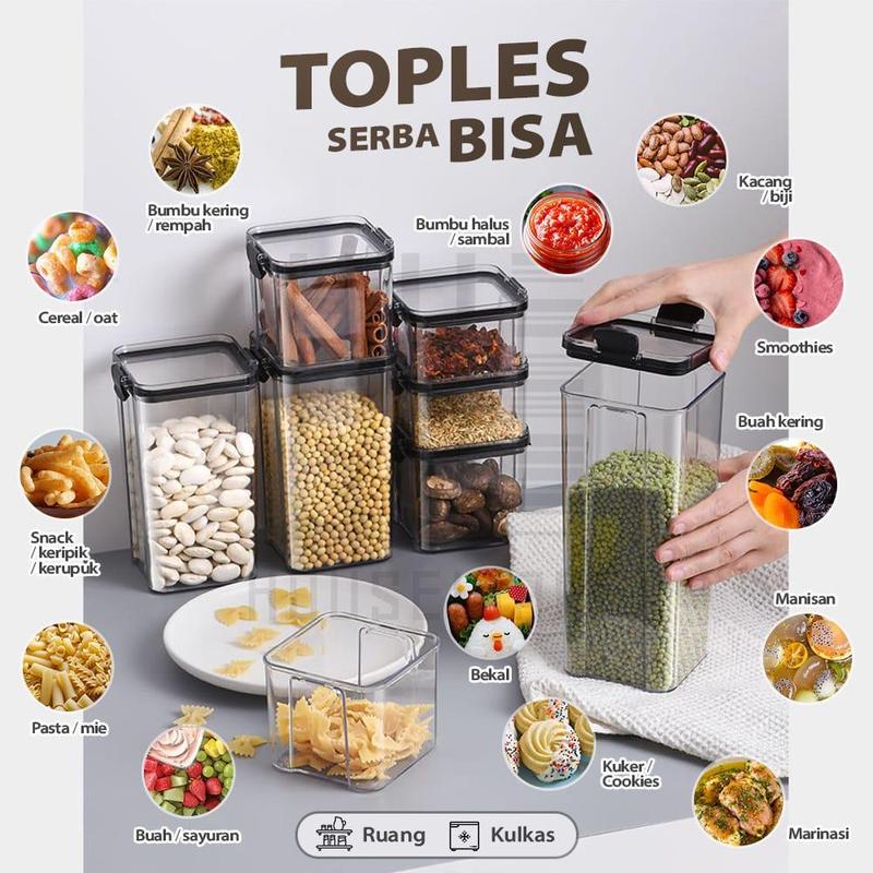 [COD] PAKET COMBO TOPLES Plastik Kotak Bening Kontainer Snack Kedap Udara Food Storage Termurah 2