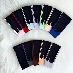 Diahrach Grosir 5 Pasang Kaos Kaki Jempol Muslimah Wanita Panjang Hitam Motif