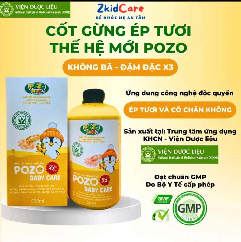 Cốt Gừng Tắm Bé Thế Hệ Mới Pozokids Đậm Đặc X3 - Không Có Bã- Cốt Gừng Tràm Khuynh Diệp POZOKIDS- 500 ml- Pha Tắm, Ngâm Chân, Giữ Ấm - Hỗ Trợ Giữ Ấm, Phòng Cảm Lạnh - Hỗ Trợ Kháng Khuẩn, Phòng Rôm Sảy, Hăm Tã Cho Bé. 2