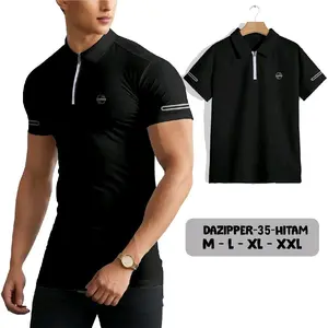 Kaos Atasan Pria Polo zipper Gym Jogging Harian Dry Fit Lengan Pendek Sport Baju Olahraga