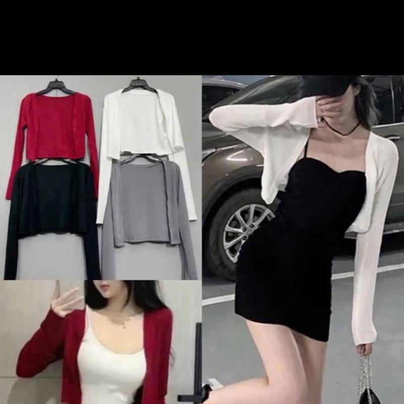 Áo khoác nữ nhẹ nhàng chất gân form lững phối ngoài cá tính dễ thương chất vải thun gân len 4 chiều FreeSize