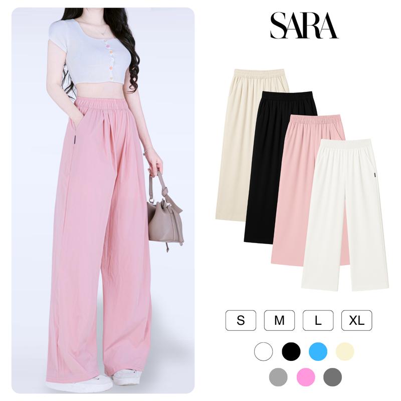 [PREMIUM] Quần Lụa Băng Cao Cấp Co Giãn Dáng Xuông Đấy Hông Siết Eo Nữ Pants Women Màu Đen Summer 2025 Mã: TD011