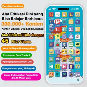 Smart Baby, HP Edukasi Anak Mainan Pendidikan Telepon Cerdas yang Sangat Populer dengan 45 Tombol Fungsi + Lampu + Konten Audio Lengkap, Cocok untuk Anak Usia 1-6 Tahun untuk Bermain di Rumah