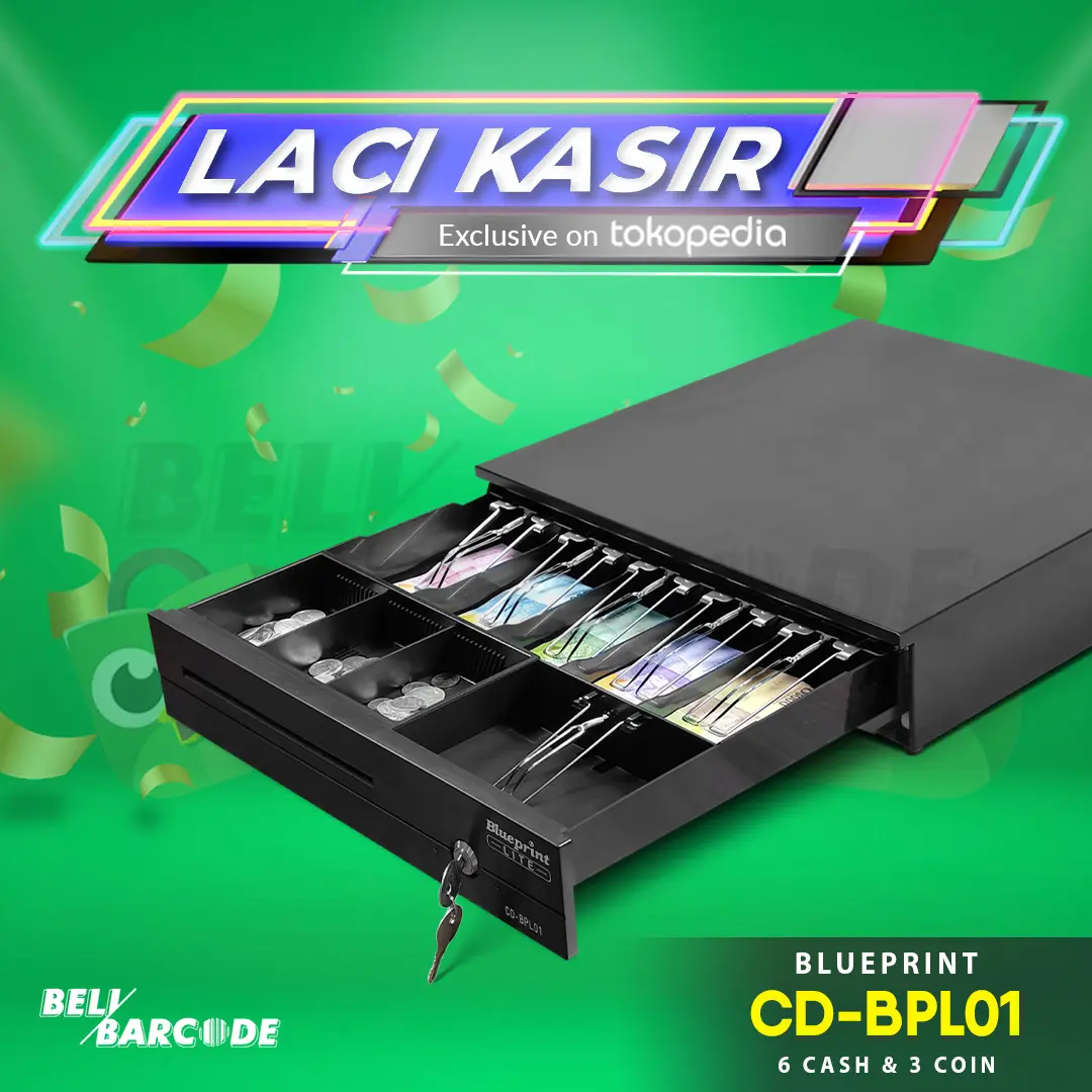 Blueprint CD-BPL01 Cash Drawer Mesin Kasir 6 Bill Slot 3 Coin Slot RJ11 Laci Uang
