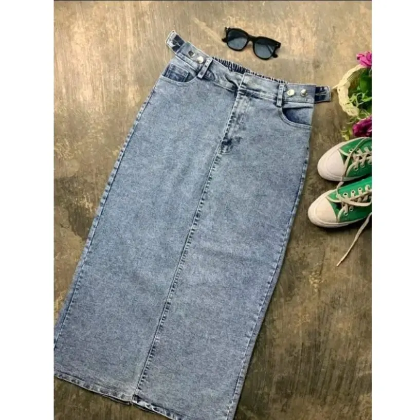 skirt jeans theana - rok jeans span skirt - rok cewek - rok perempuan rokpinksoft jeans 7 8 rok flare