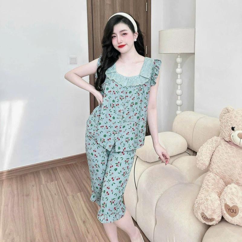Bộ đồ nữ mặc nhà chất đũi mềm mát, set quần lửng áo cộc 2