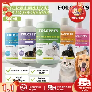 FOLOPETS Shampoo & Kondisioner 2 in 1 untuk Anjing & Kucing - 500ml, Wangi Segar & Rambut Lebut Berkilau!