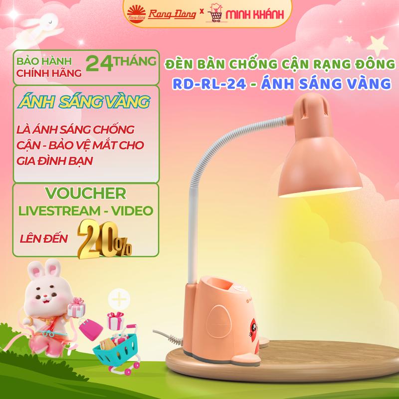 Đèn bàn, đèn học LED, đèn chống cận Rạng Đông RD-RL24.V2 - 5W, ÁNH SÁNG VÀNG Chống cận thị - Bảo vệ thị lực