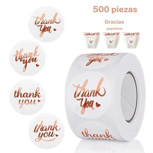 Etiqueta de agradecimiento, 500 piezas por rollo, etiqueta autoadhesiva redonda para envoltura de regalos, etiqueta decorativa para fiesta de boda, cumpleaños y graduación