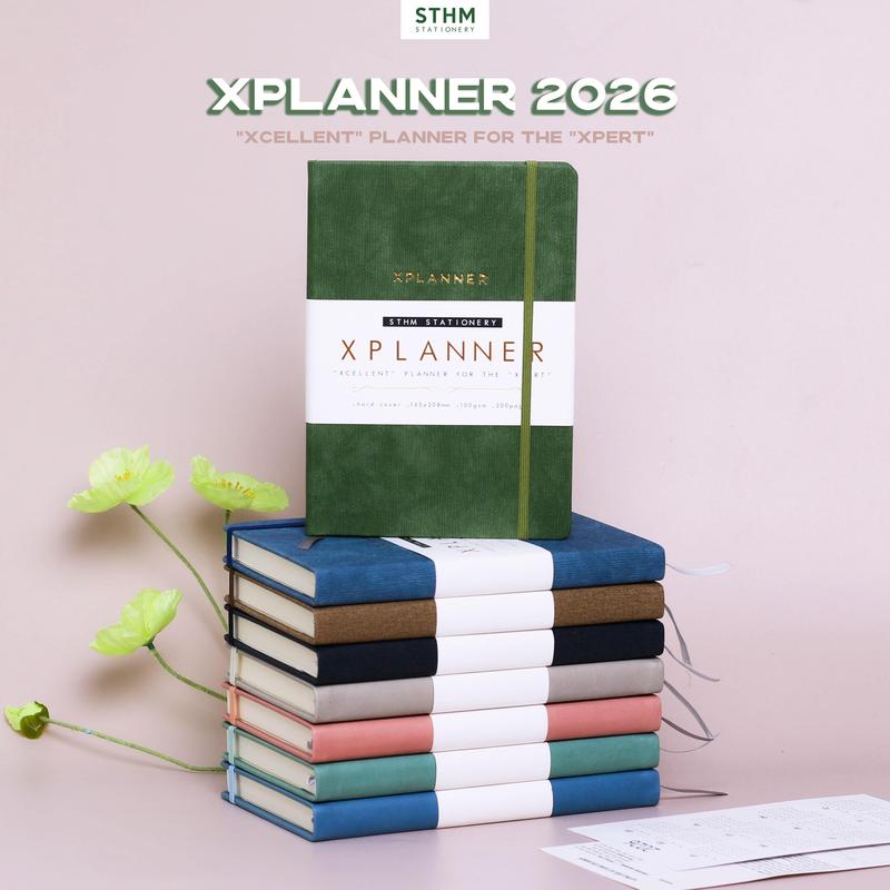 Sổ Planner 2026 | XPLANNER - Sổ lập kế hoạch cả năm bìa da PU 192 trang kem 100gsm chống lem thấm