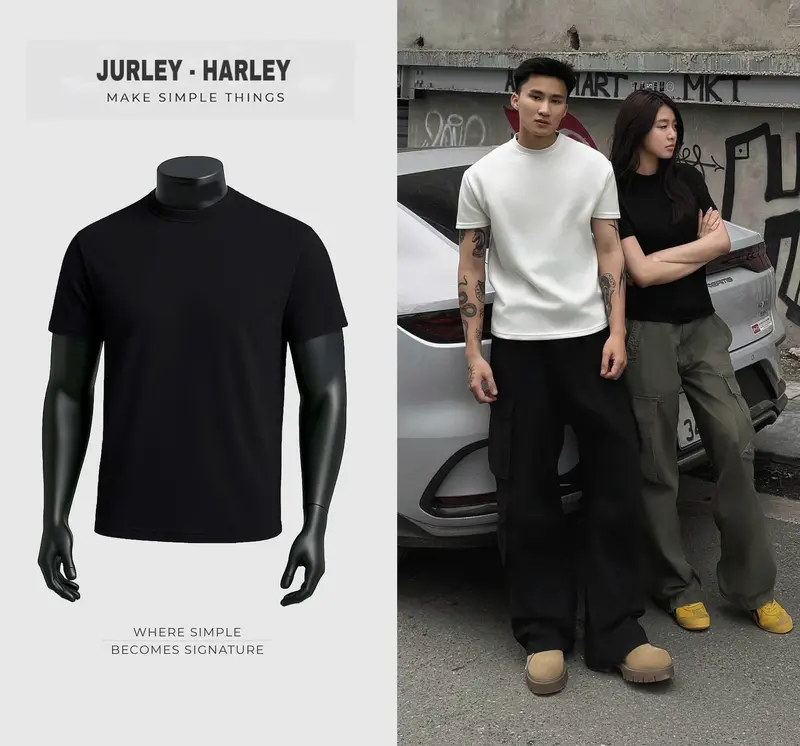 Áo Thun Clean Fit Nam Nữ Form Hiện Đại Cổ Tròn Không Bó Sát Body