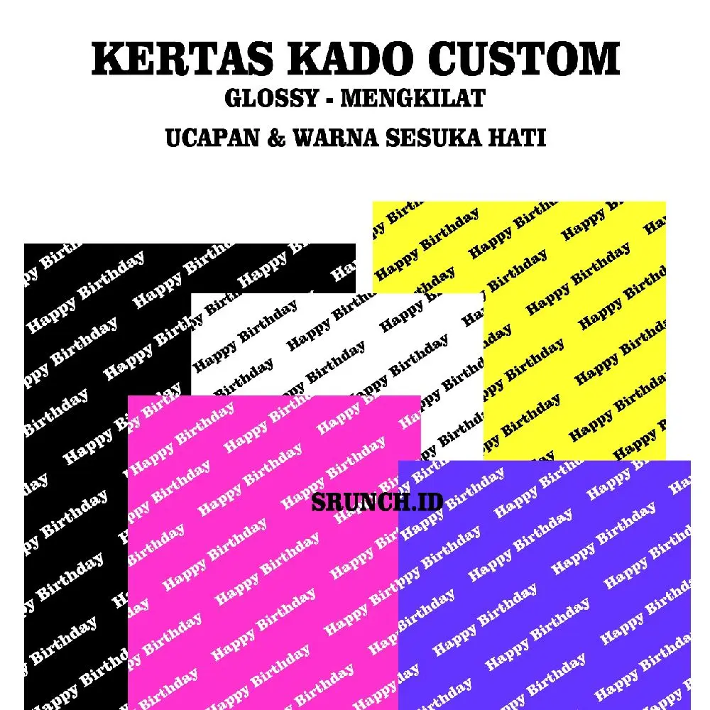 [1PCS] KERTAS KADO CUSTOM TULISAN//UCAPAN//SEMUA WARNA//FREE DESAIN//