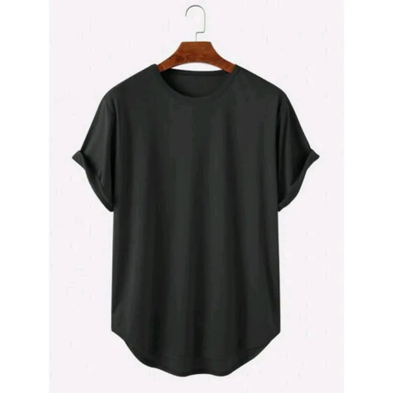 KAOS POLOS LONGLINE KUALITAS PREMIUM/KAOS LONGLINE PRIA/KAOS KURTA LONGLINE DEWASA Abu Hitam Oblong 2
