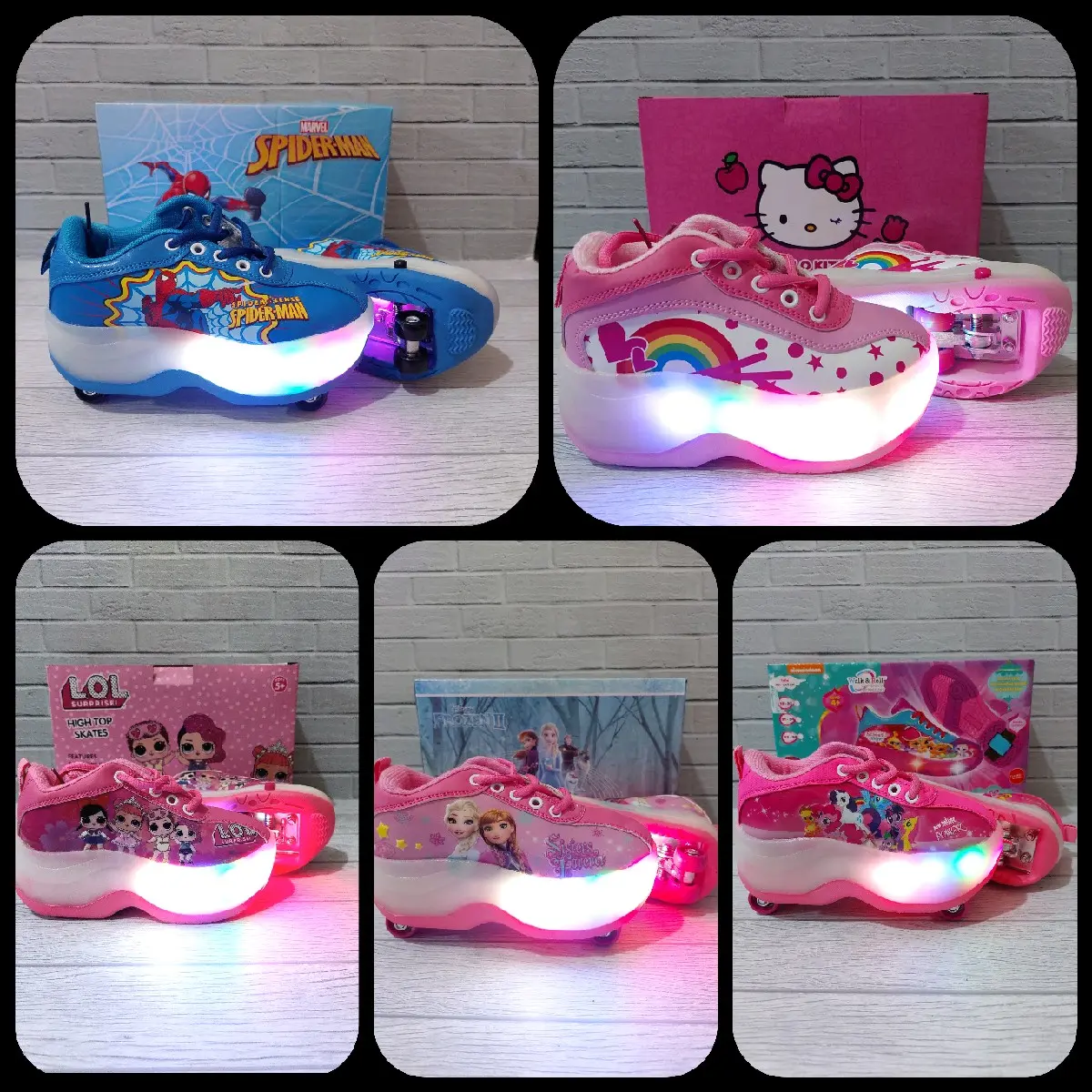 Sepatu roda LED karakter anak roda 4 / sepatu roda 2 in 1 / Sepatu roda anak perempuan / sepatu roda anak laki laki
