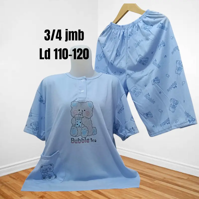 Setelan Baju Tidur Kaos Celana 3/4 Jumbo Big Size Babydoll Wanita 3XL LD 108-120cm 2