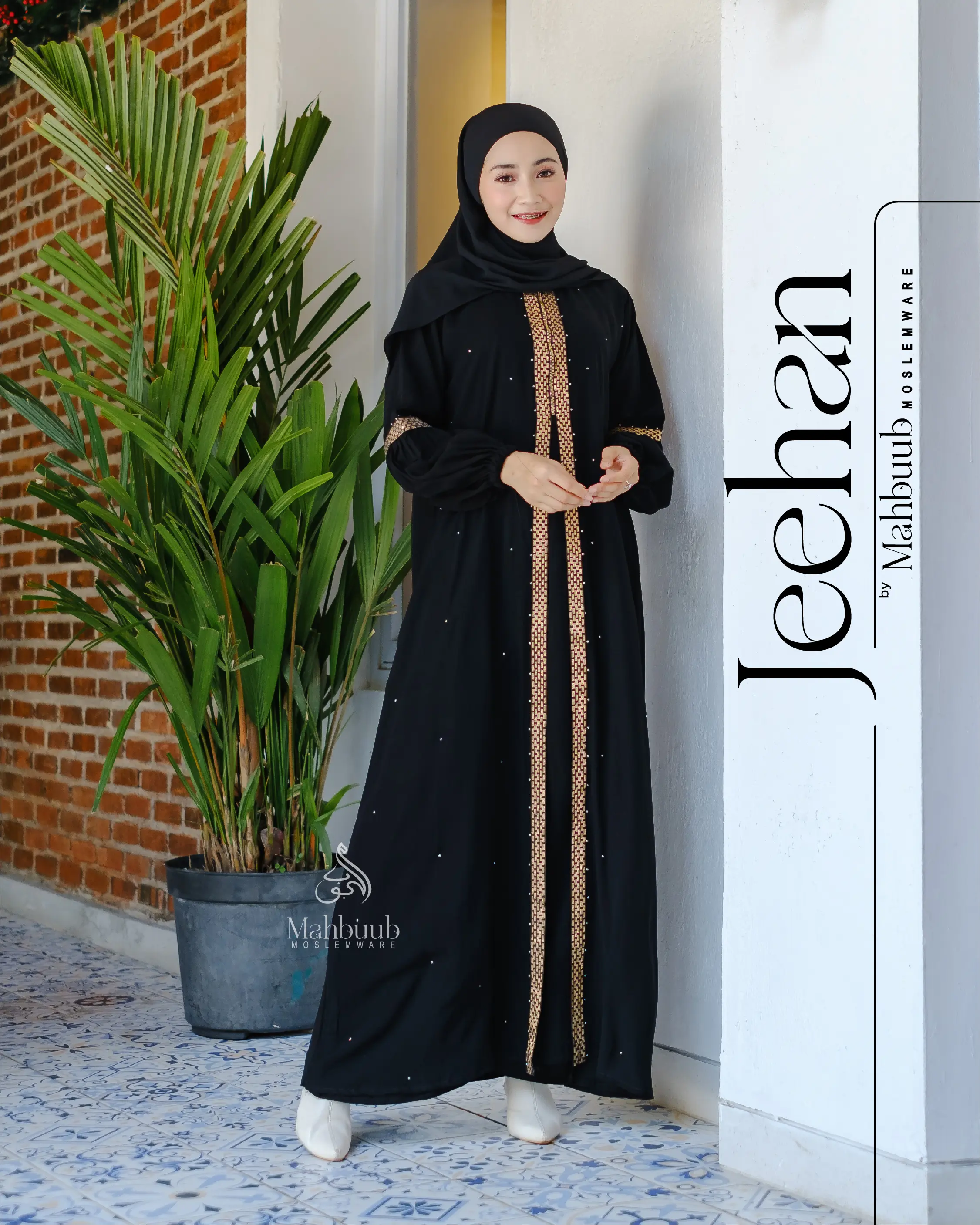 Exclusive Abaya Hitam 824 Bahan Jet Black Saudi Kwalitas Boutique Abaya Maxidress Arab Saudi by MahbuubCollection