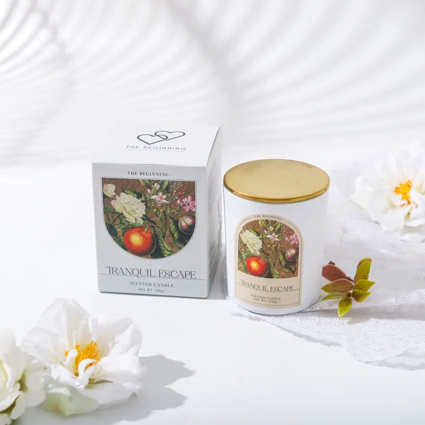 The Beginning Tranquil Escape Scented Candle / Lilin Aromaterapi / Premium Soy Scented Candle 150 gr Jar