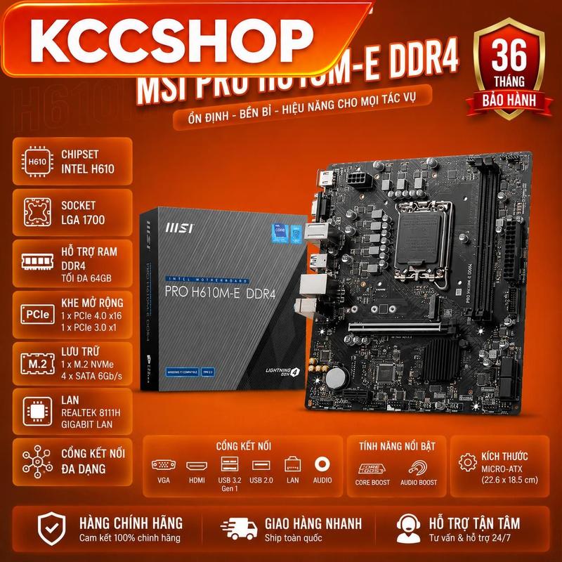 Mainboard MSI PRO H610M-E DDR4 - chính hãnġ bảo hành 3 năm