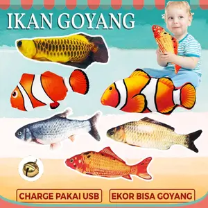 Mainan ikan goyang mainan simulasi ikan loncat elektrik Lucu Anak Baterai Plastik Asli Plastik Asli Remote Toys
