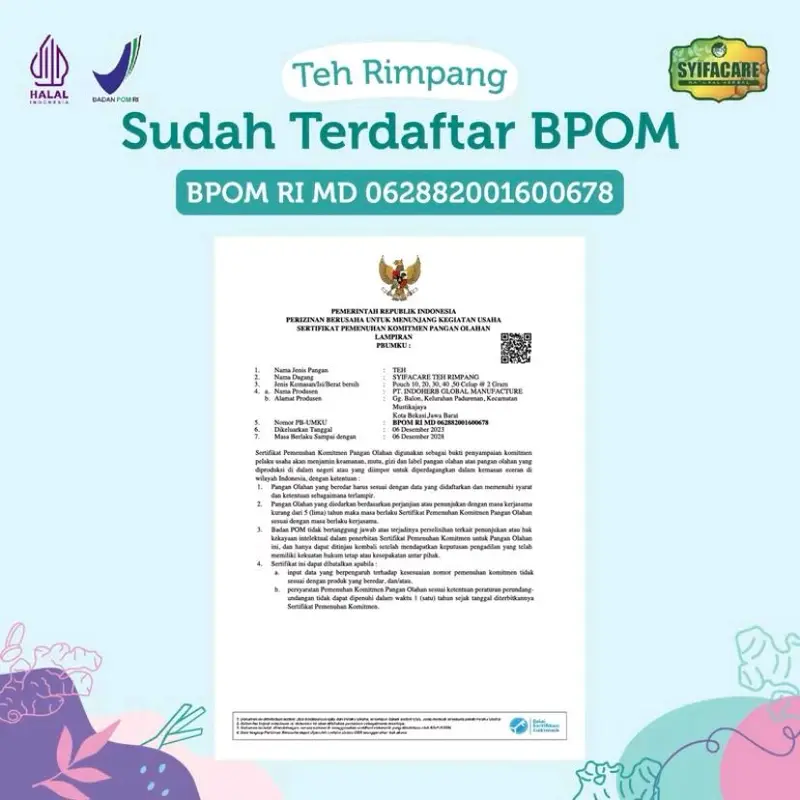 READY TEH RIMPANG SYIFACARE - minuman herbal rempah jahe kunyit lengkuas sereh - BPOM & HALAL Tea Instan 4