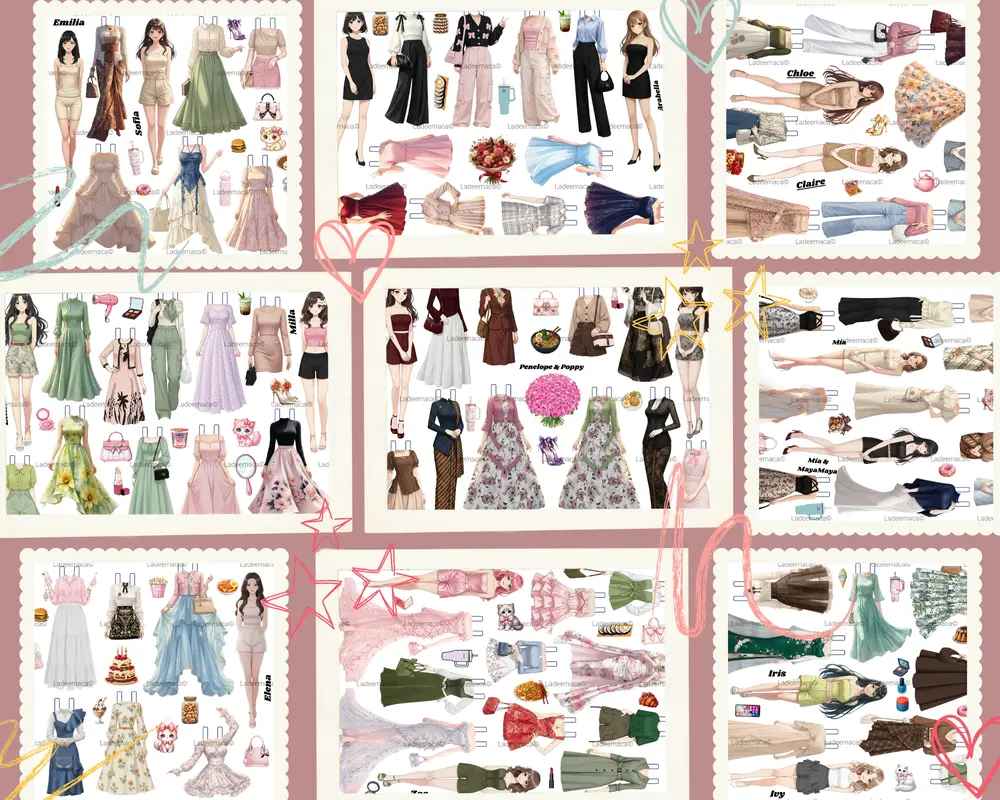 Paper Doll Fashion Set Boneka Kertas Anak Remaja Outfit Kekinian Eksklusif Original Design Mainan Edukatif Mix and Match Fashion, mainan bongkar pasang kode 3