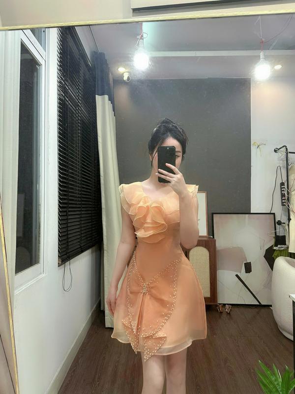 (Z28) ĐẦM THIẾT KẾ TAY BÈO CÁCH ĐIỆU PHỐI NGỌC TRAI SANG TRỌNG đầm đi dự đám cưới váy đi tiệc đi làm đi chơi đều đẹp Z28