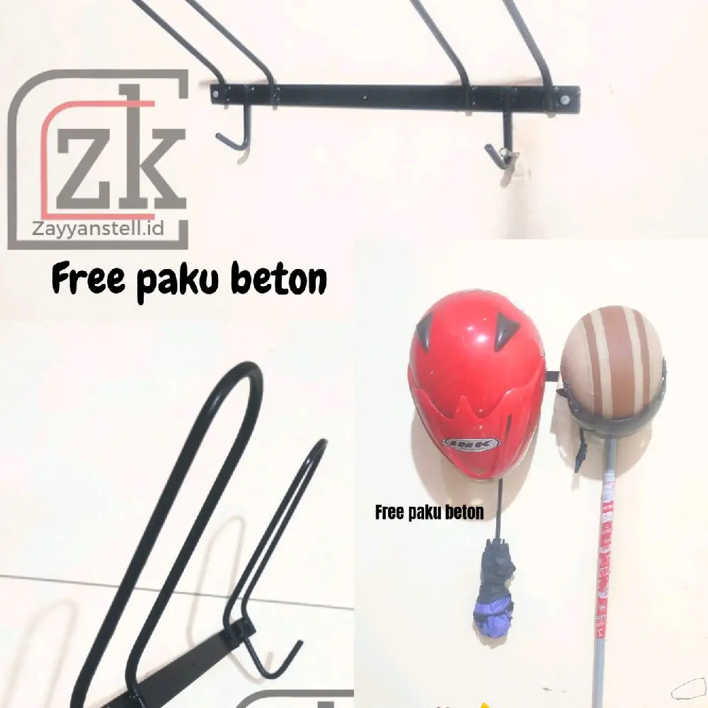 rak gantungan helm susun / gantungan helm tempel dinding Besi