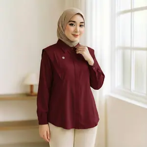 Andini Blouse Syakila Wanita Polos Lengan Panjang Model Layer