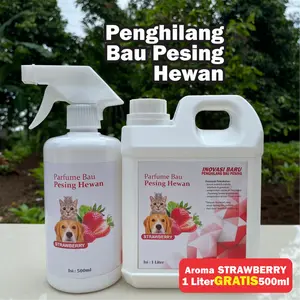 SPRAY PENGHILANG BAU PESING HEWAN AROMA STRAWBERRY 1 Liter, 1 Liter GRATIS 250ML dan GRATIS 500ml