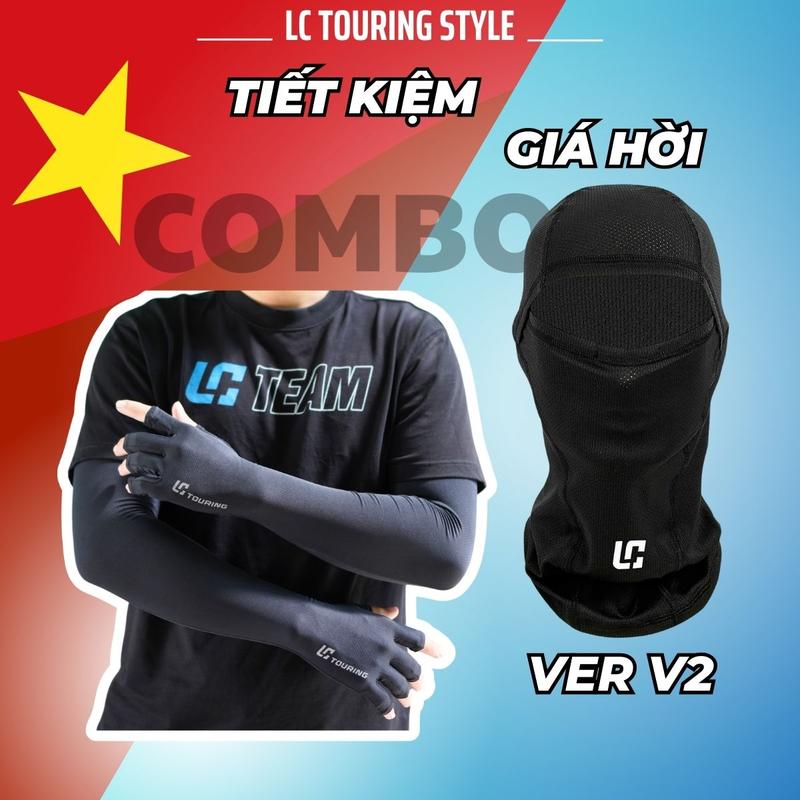 COMBO  VỀ QUÊ - KHÔNG LO CHÁY NẮNG  Ống tay Bao Tay chống nắng + Khăn trùm đầu V2 - LC Touring Style 