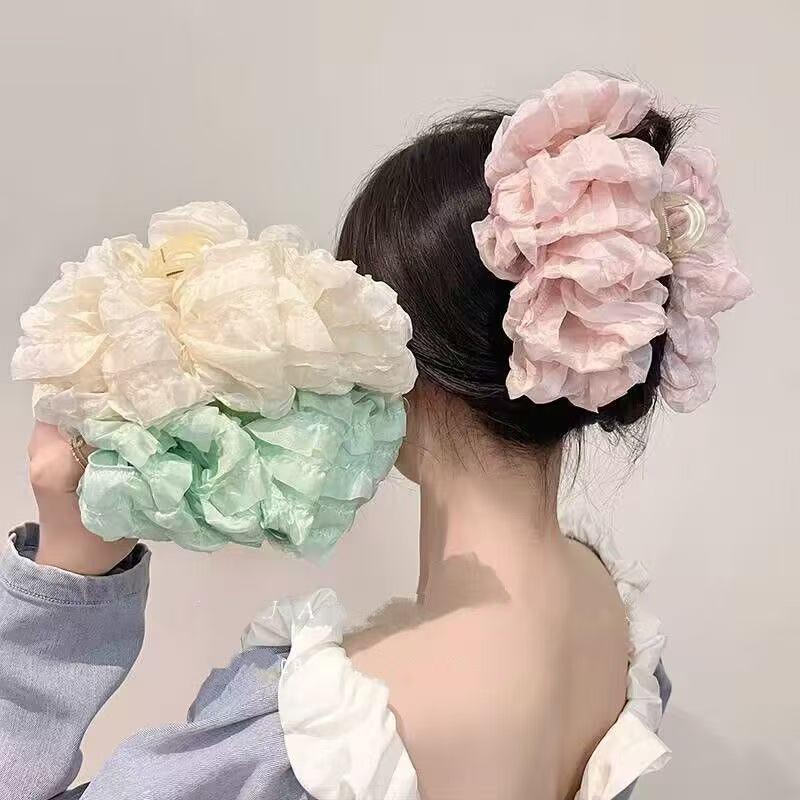 Kẹp Tóc Nơ Ngoại Cỡ Kẹp Tóc, Dành Cho Nữ, Cảm Giác Cao Cấp, Kẹp Cá Mập Ở Phía Sau Đầu, Thiết Kế Tay Cầm Bong Bóng Đám Mây 2