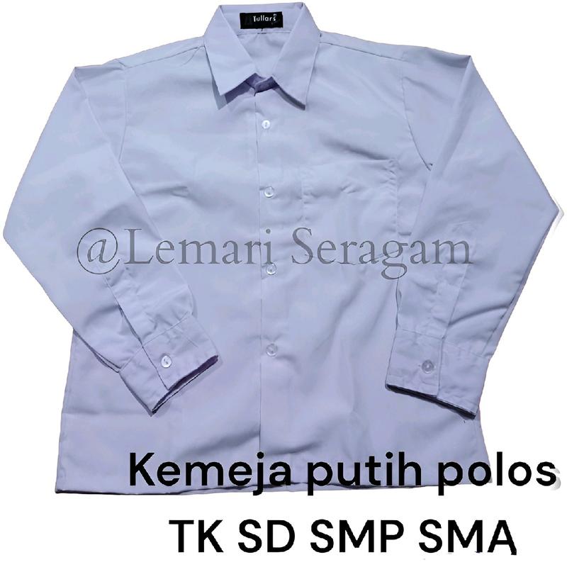 Seragam Sekolah Kemeja Panjang Putih Polos Tanpa Logo Untuk TK,SD,SMP,SMA Wearpack Baju 1