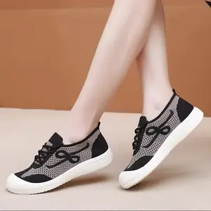 RIVEN Shoes For Woman -258-1- Sepatu Slip On Wanita Bahan Rajut Stylish Fashion Hitam Coklat Karet Merah