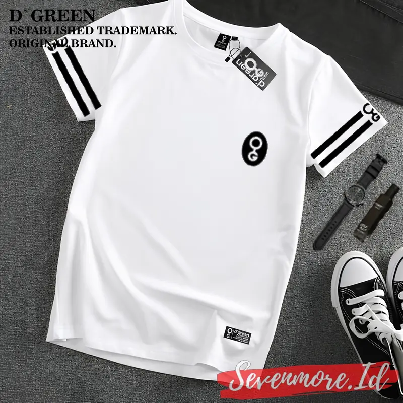 Baju Kaos Distro Pria Kasual keren terbaru D`GREEN Motif LIST LENGAN Kain Katun Combed 30s 4