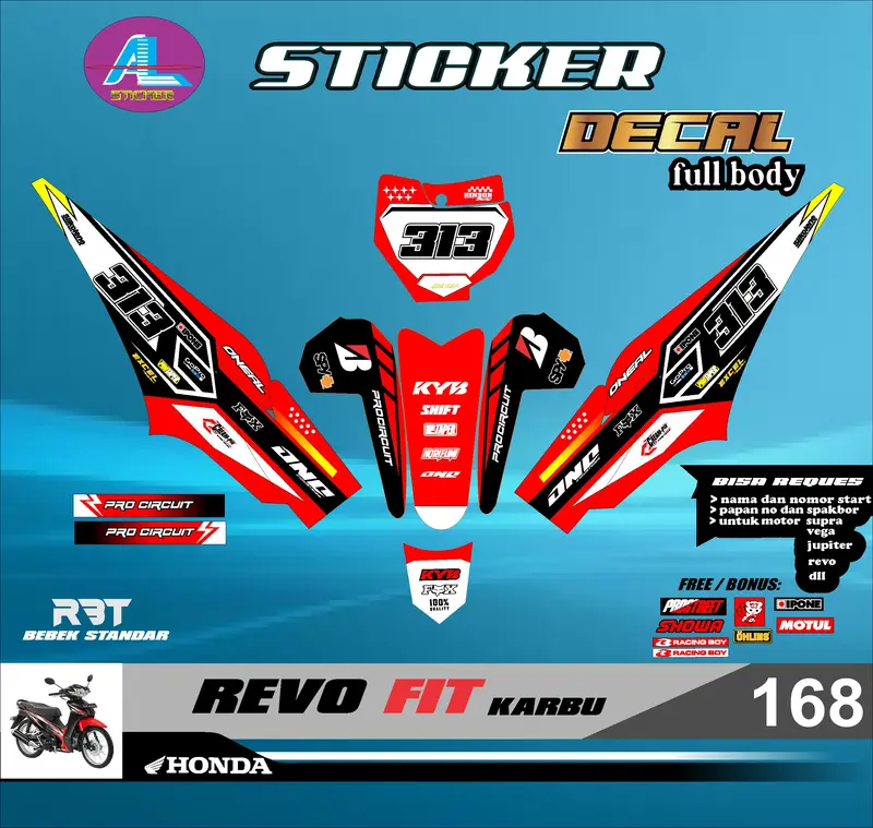 COD Sticker STRIPING RBT DECAL REVO FIT KARBU FULL BODY RBT VEGA BEBEK MODIF SUPERMOTO YZ CRF KLX RBT new terbaru MOTOR TRABAS AL vol 168 3