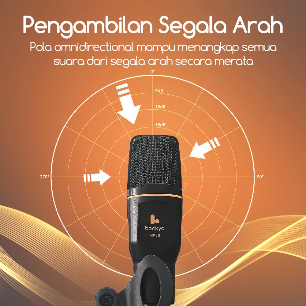 Bonkyo F999X+M990 Soundcard Set dengan Mikrofon Omnidirectional Super Bass & Pengurang Kebisingan untuk Streaming Langsung & Audio Berkualitas Tinggi F999X M990 OTG - Laptop