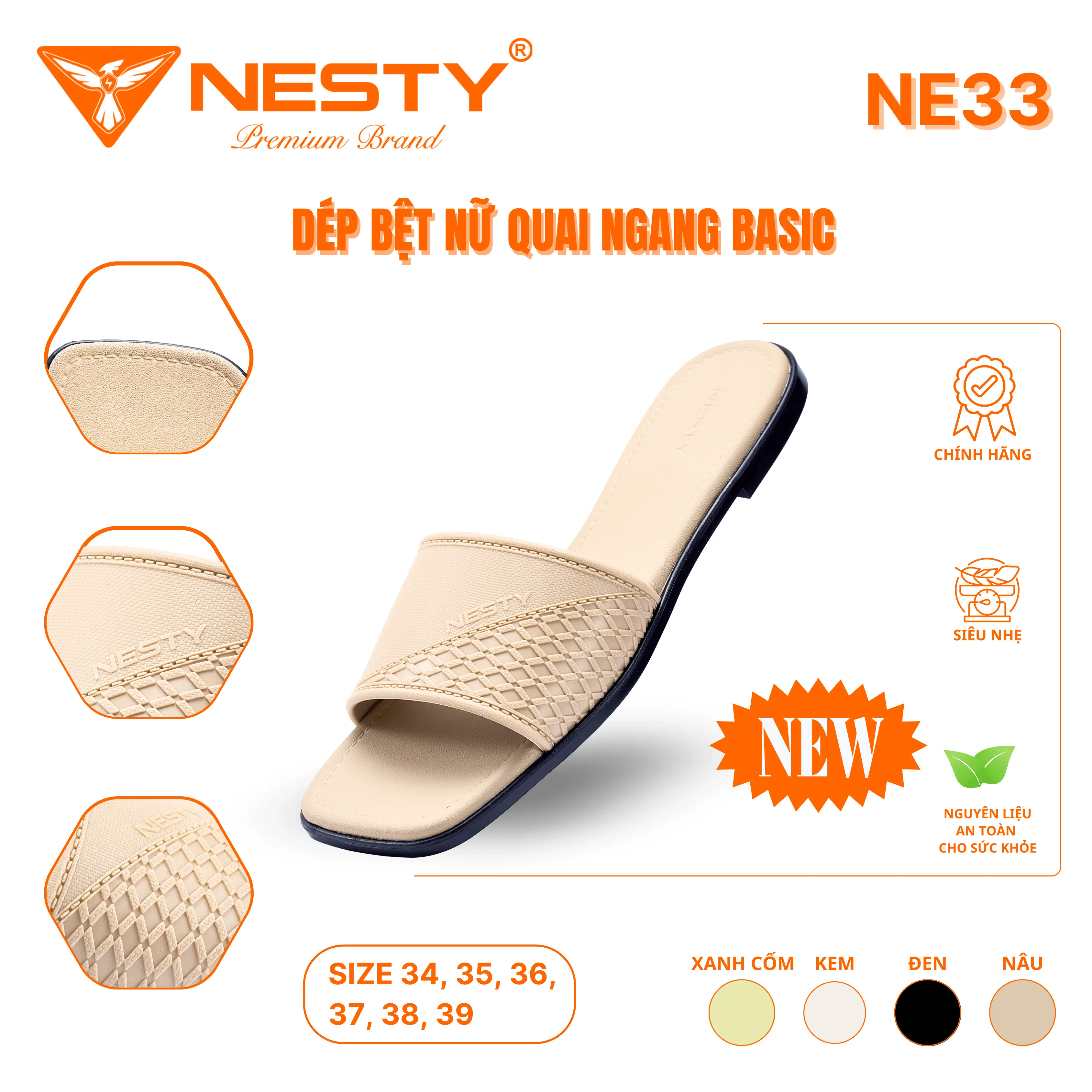 ( HÀNG XẢ KHO KHÔNG ĐỔI TRẢ ) DÉP BỆT NỮ QUAI NGANG BASIC THỜI TRANG THƯƠNG HIỆU NESTY MÃ NE33 [KO1]