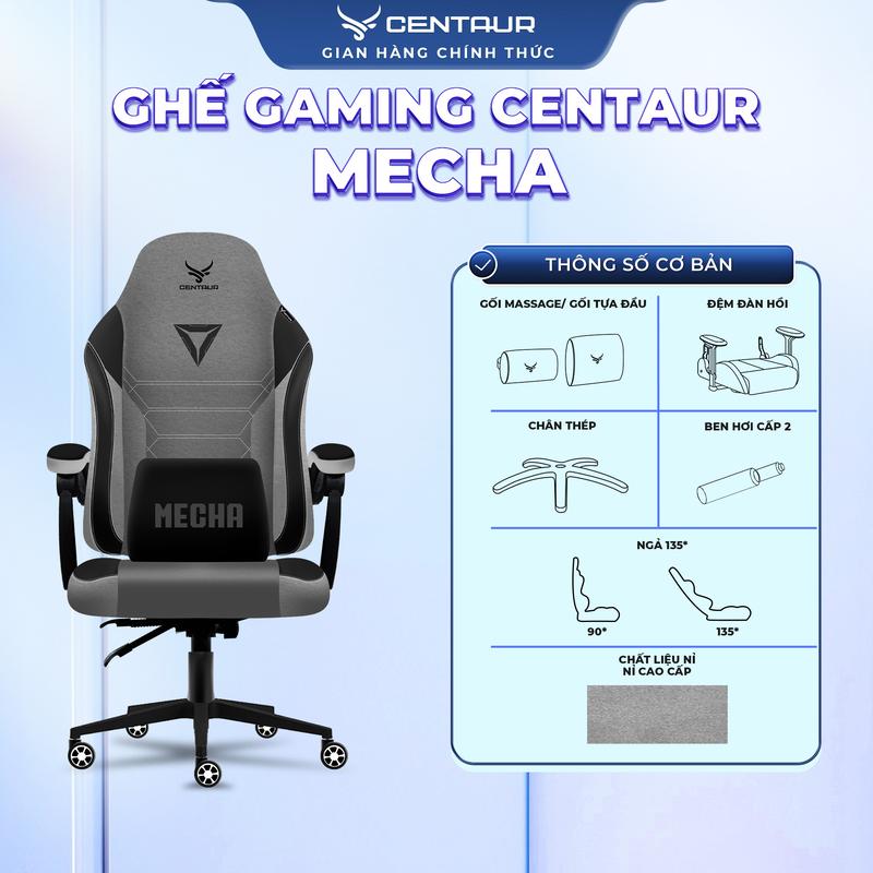 Ghế Gaming Centaur Mecha - Chân Kim Loại Chắc Chắn, Da PU Cao Cấp, Cơ Ngả 135 Độ | Centaur Việt Nam