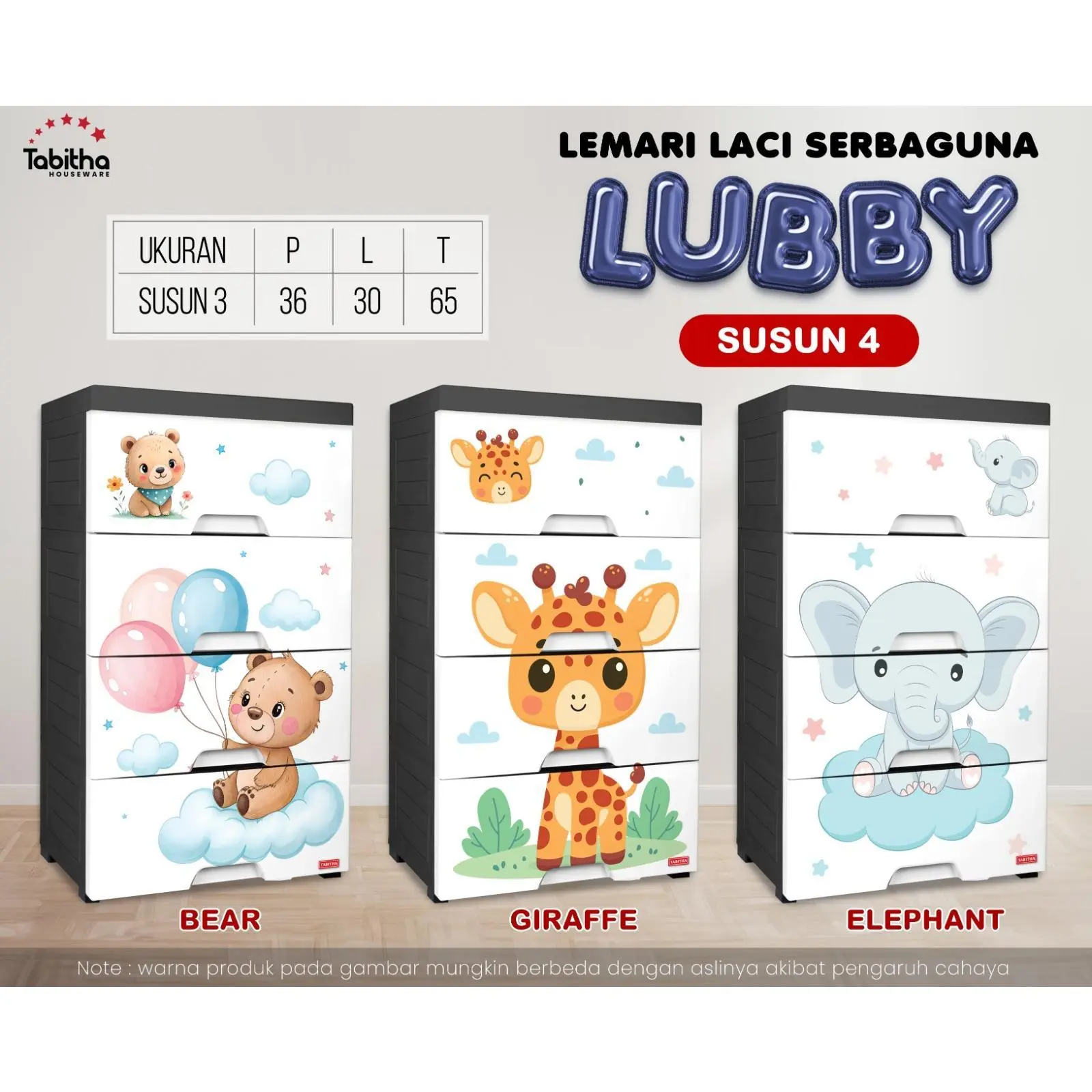 Lemari Pakaian Tabhita Non Kunci Plastik Lubby 3 4 5 Susun Motif Lucu Rak Baju 3 4 5 Laci Serbaguna