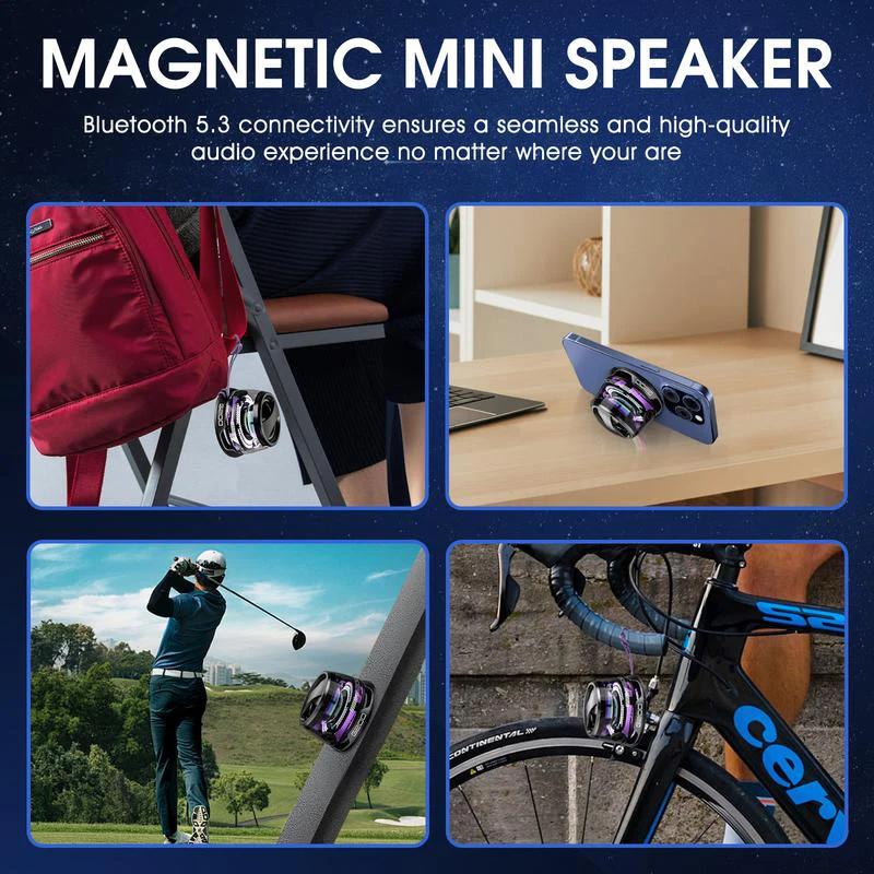 Product Introduction of 2-in-1 wireless TWS mini speaker, with RGB light effect, can be used as a mobile phone stand, magnetic wireless speaker, suitable for smartphones and tablets 26