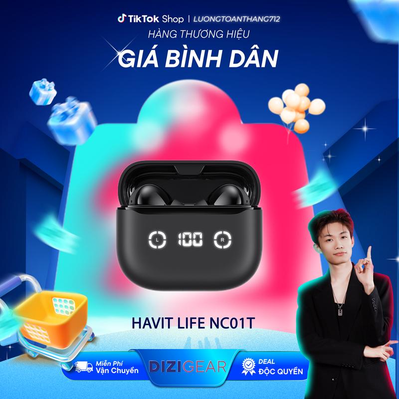 [Deals độc quyền KOC Lương Toàn Thắng] Tai Nghe True Wireless HAVIT LIFE NC01T, BT 5.4, 4 Mic ENC + ANC Hỗ Trợ Đàm Thoại, Độ Trễ 55ms, Có App Kết Nối - Hàng Chính Hãng