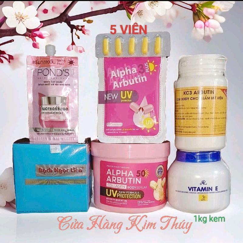 6 Món Bộ Sản Phẩm Kem Trộn Bạch Ngọc Liên+..... Bộ gần 1kg kem hỗ trợ dưỡng trắng da Dưỡng Body Làm Đẹp Da Dưỡng Da Body